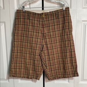 Ruff hewn plaid brown & tan cotton mens shorts size 36